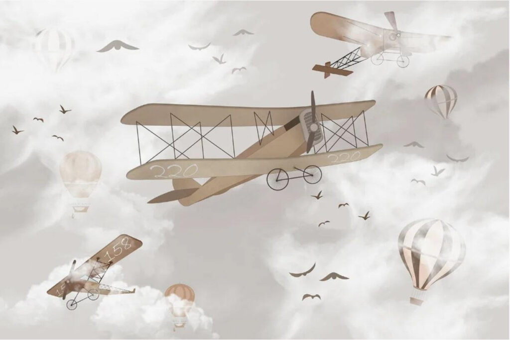 Groep vliegtuigen in de lucht Groep vliegtuigen in de lucht