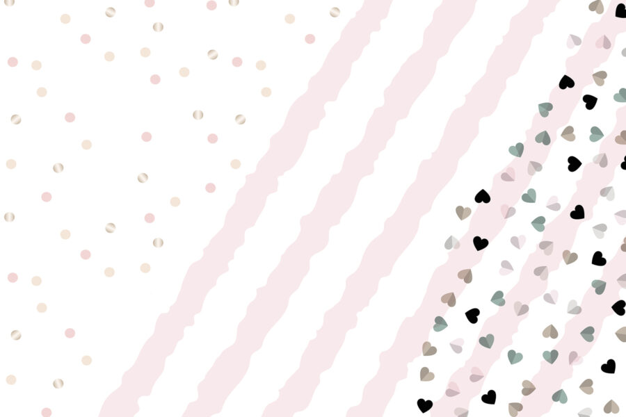 Roze en wit gestreepte achtergrond met kleine hartjes