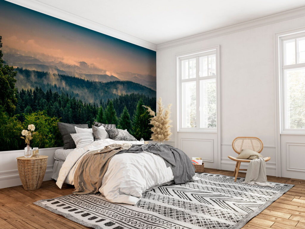 Forest with fog and clouds Forest with fog and clouds