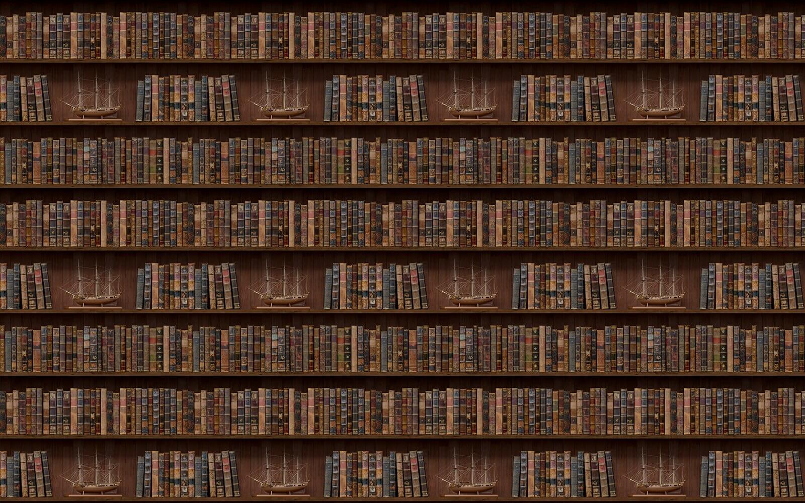 Muur van boeken met boten erop u72118p - Muur van boeken met boten erop - tegory