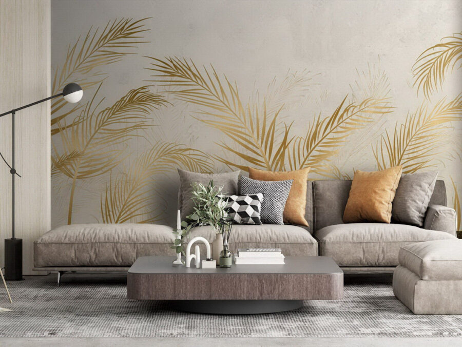 Elegante palmbladeren op neutrale achtergrond