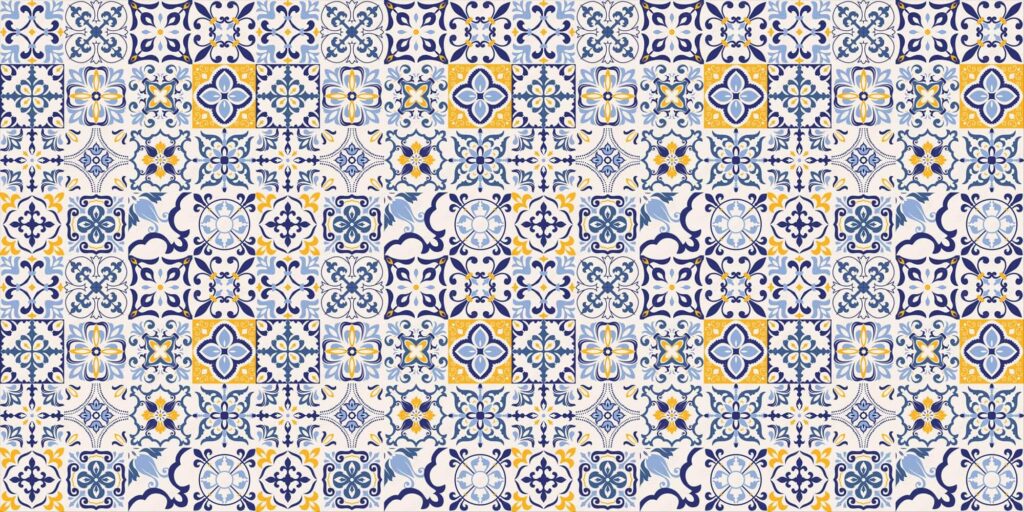 Patroon van blauwe en gele tegels Patroon van blauwe en gele tegels