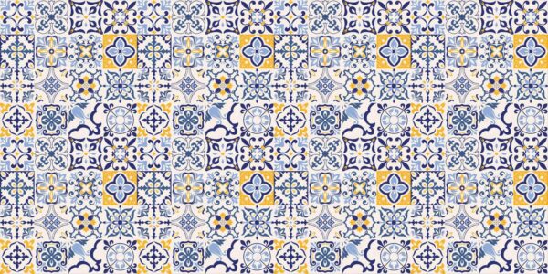 Patroon van blauwe en gele tegels Patroon van blauwe en gele tegels