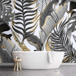 Fotobehang Patroon van bladeren en bloemen