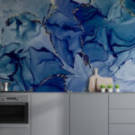 Fotobehang Blauwe en witte swirls