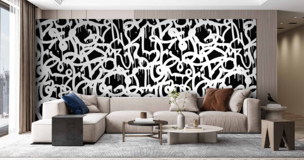 Fotobehang Zwart-wit graffiti (Artikelnummer: u71789) Fotobehang Fotobehang Zwart-wit graffiti (Artikelnummer: u71789)