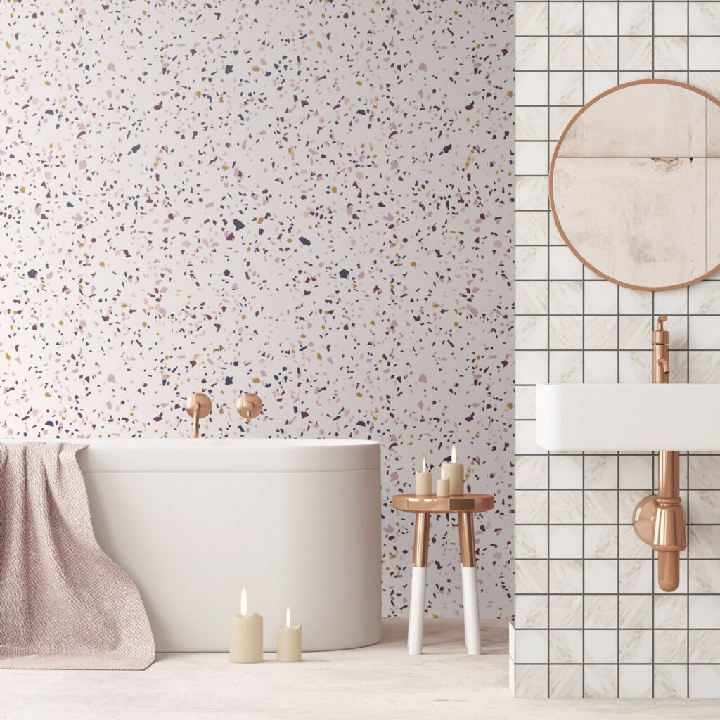 Pink speckled surface with small specks