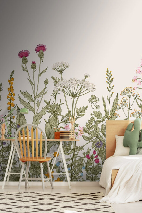 Rij bloemen en planten Rij bloemen en planten