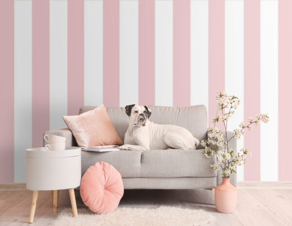 Roze en wit gestreept behang Roze en wit gestreept behang