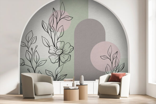Tekening van een bloem en bladeren Tekening van een bloem en bladeren
