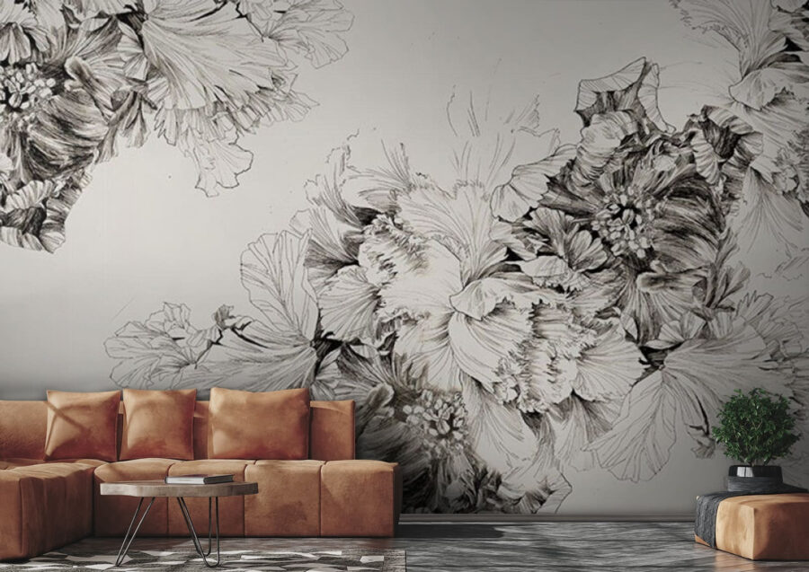 Tekening van bloemen op een witte achtergrond