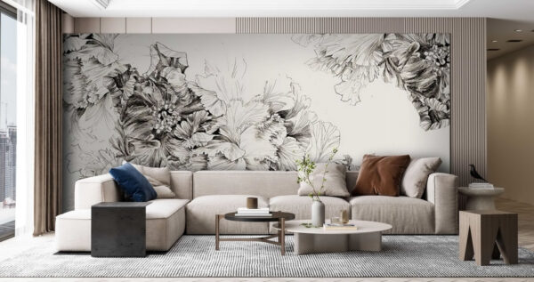 Tekening van bloemen op een witte achtergrond Tekening van bloemen op een witte achtergrond