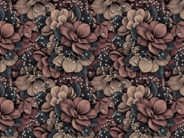 Groep bloemen met kleine witte en zwarte blaadjes Groep bloemen met kleine witte en zwarte blaadjes