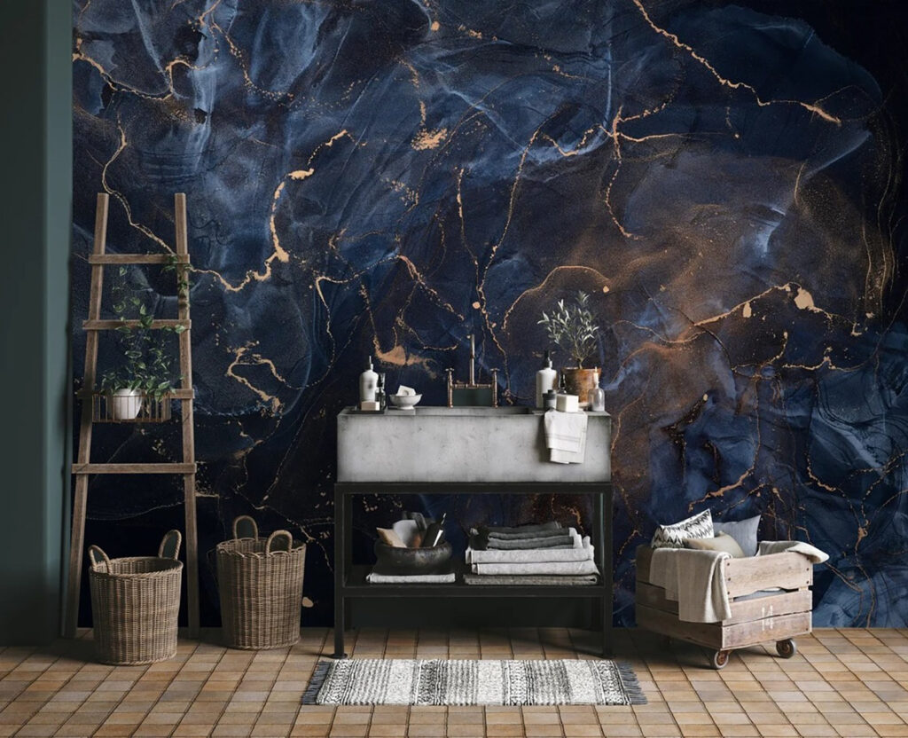 Midnight marbled with copper veins