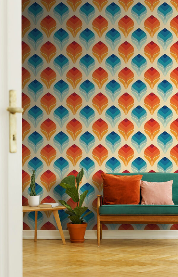 Patroon van oranje en blauwe bladeren u71428pig2 600x935 - Patroon van oranje en blauwe bladeren - tegory