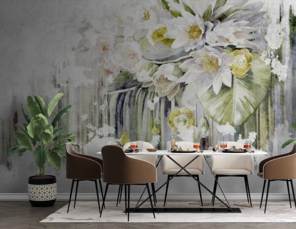 Schilderij van bloemen op een witte achtergrond Schilderij van bloemen op een witte achtergrond