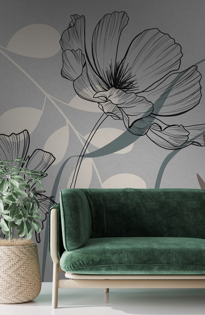 Tekening van bloemen en bladeren