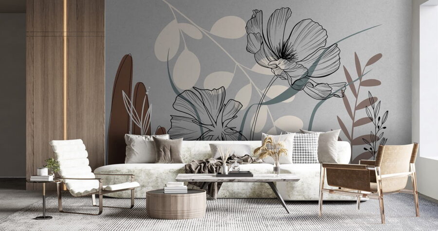 Tekening van bloemen en bladeren