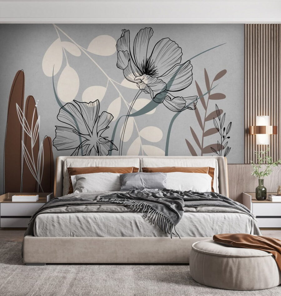 Tekening van bloemen en bladeren