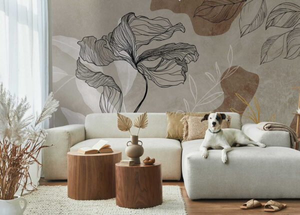 Tekening van een bloem Fotobehang Tekening van een bloem