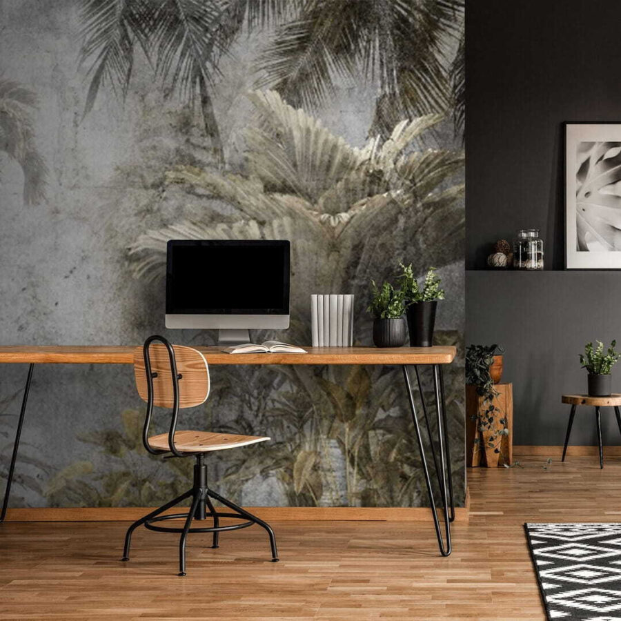 Palmbomen op een betonnen muur Palmbomen op een betonnen muur