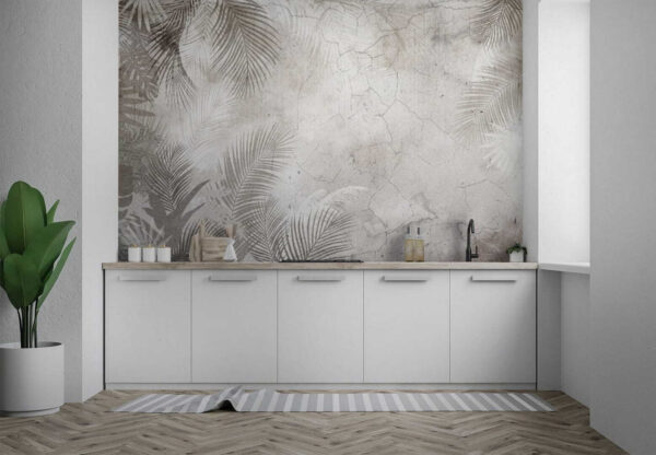 Muur met palmbladeren Muur met palmbladeren