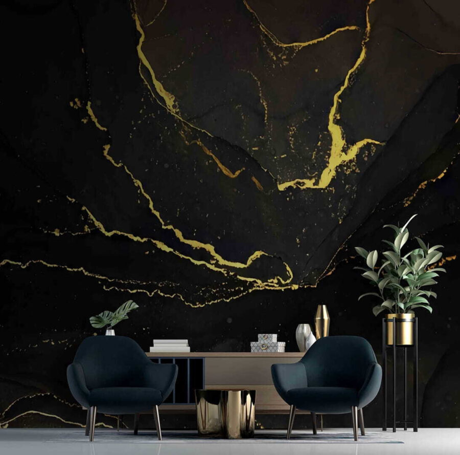 Elegant zwart marmer met gele aderen