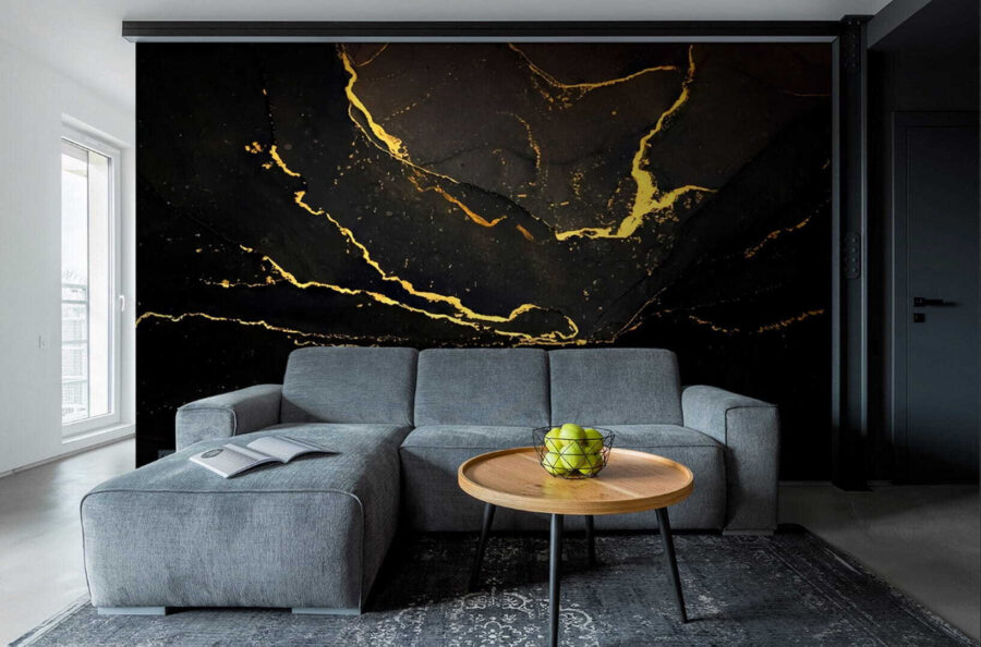 Elegant zwart marmer met gele aderen