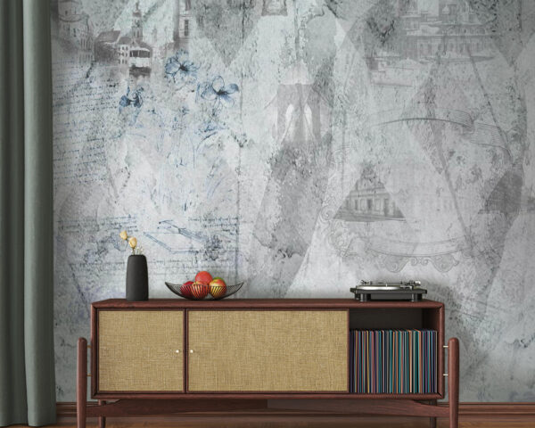 Grijs en wit behang met tekeningen u68154pig20m 600x480 - Grijs en wit behang met tekeningen - tegory
