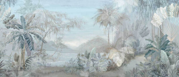 Schilderij van een landschap met bomen en planten Schilderij van een landschap met bomen en planten