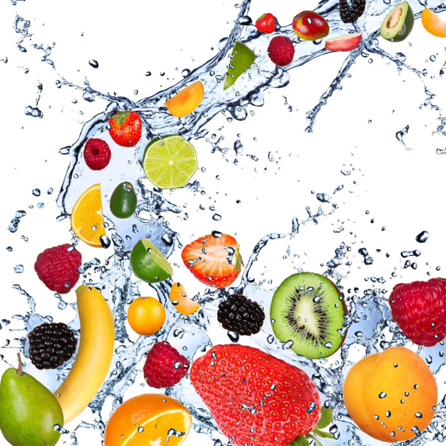 Fruit spat in het water