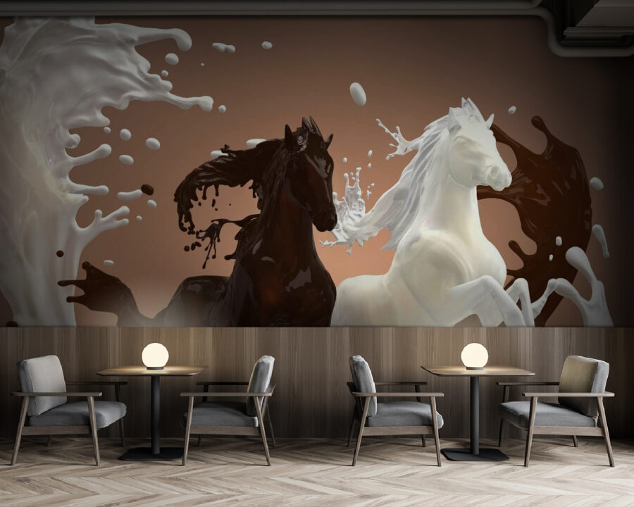 Paard met opspattende melk Paard met opspattende melk