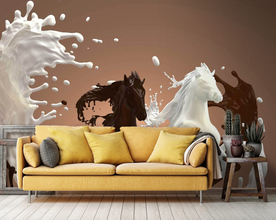 Paard met opspattende melk Paard met opspattende melk