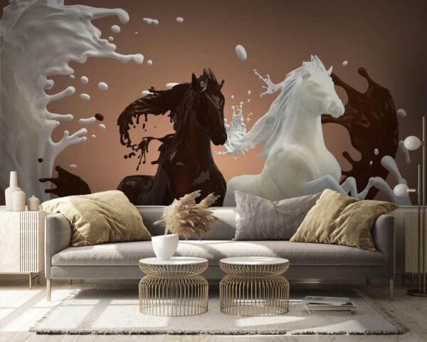 Paard met opspattende melk Paard met opspattende melk