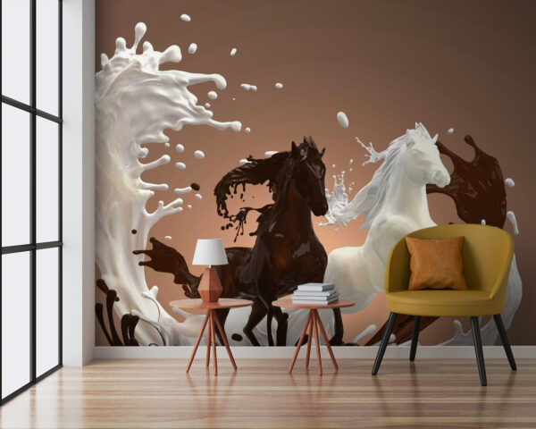 Paard met opspattende melk Paard met opspattende melk