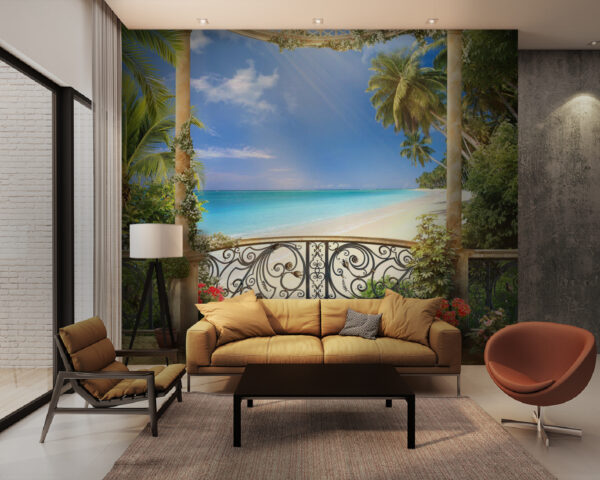 Uitzicht op een strand vanaf een balkon Uitzicht op een strand vanaf een balkon