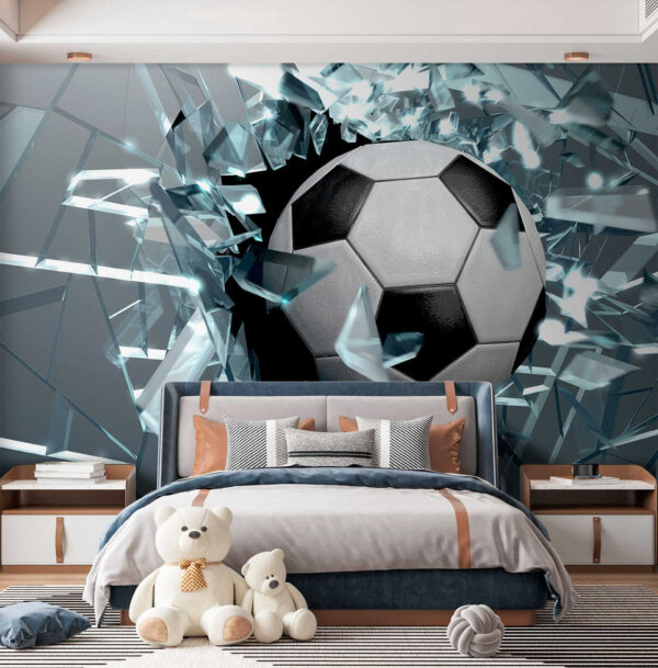 Voetbal die door glas breekt Voetbal die door glas breekt