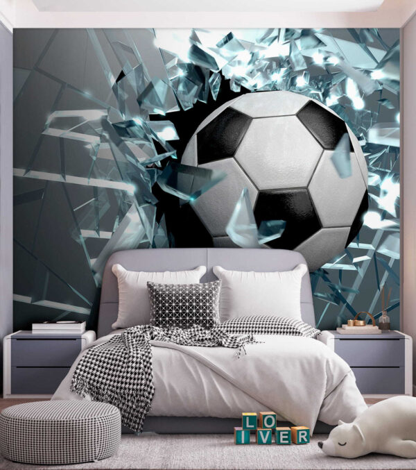 Voetbal die door glas breekt Voetbal die door glas breekt