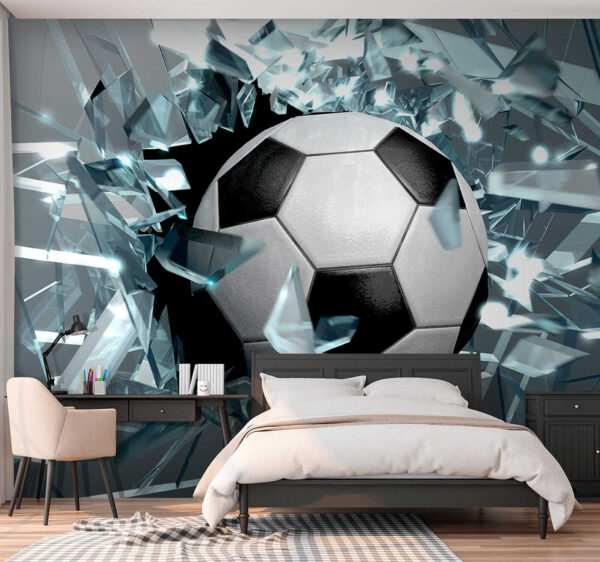 Voetbal die door glas breekt Voetbal die door glas breekt
