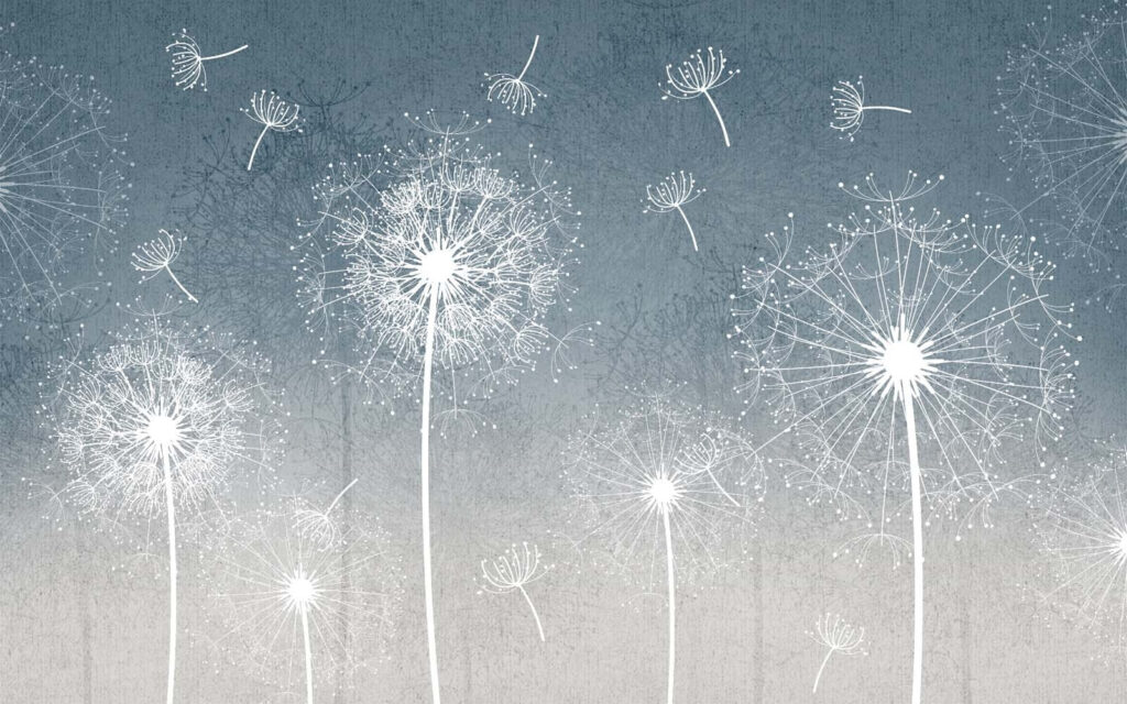 Witte paardenbloemen in de lucht Witte paardenbloemen in de lucht