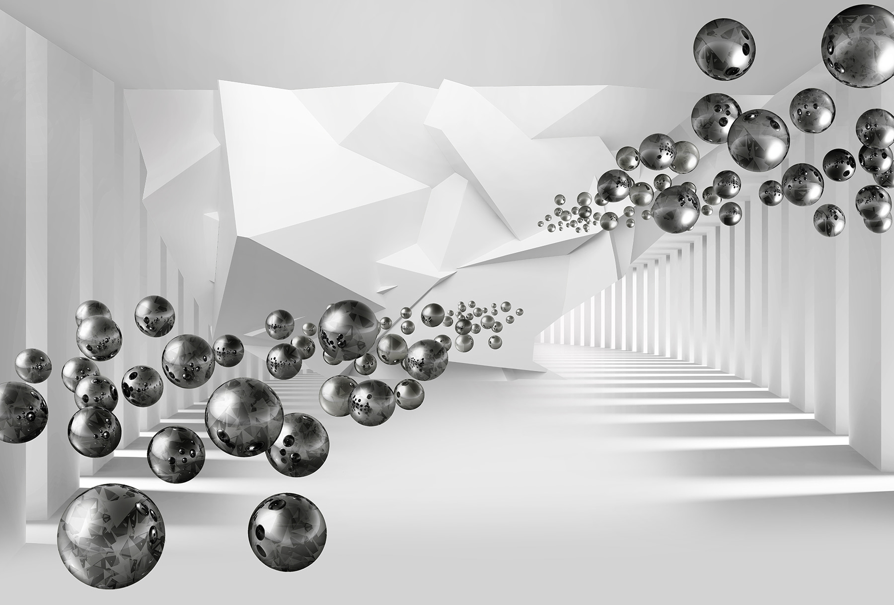 White room with white walls and white columns