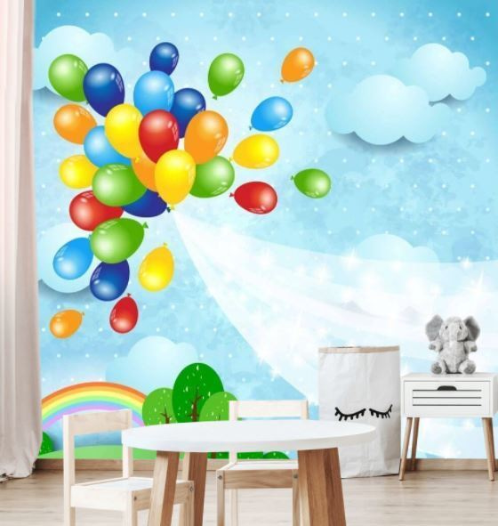 Kleurrijke ballonnen vliegen in de lucht Kleurrijke ballonnen vliegen in de lucht
