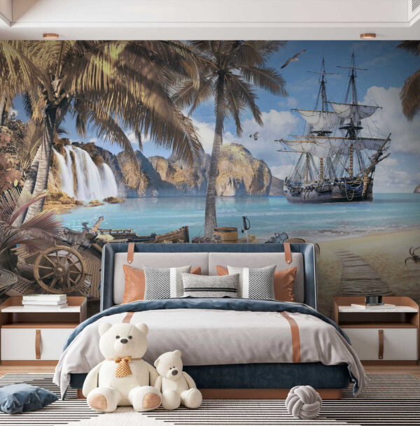 Piratenschip op een strand Piratenschip op een strand