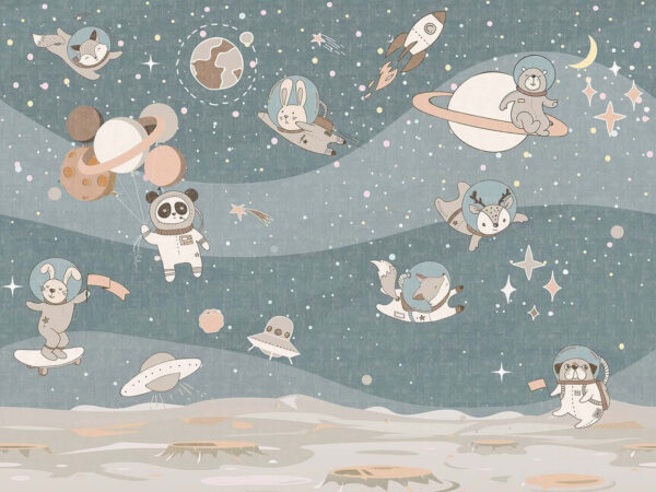 Cartoon ruimte scène met planeten en sterren Cartoon ruimte scène met planeten en sterren