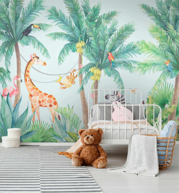 Giraffe en zebra in een jungle Giraffe en zebra in een jungle