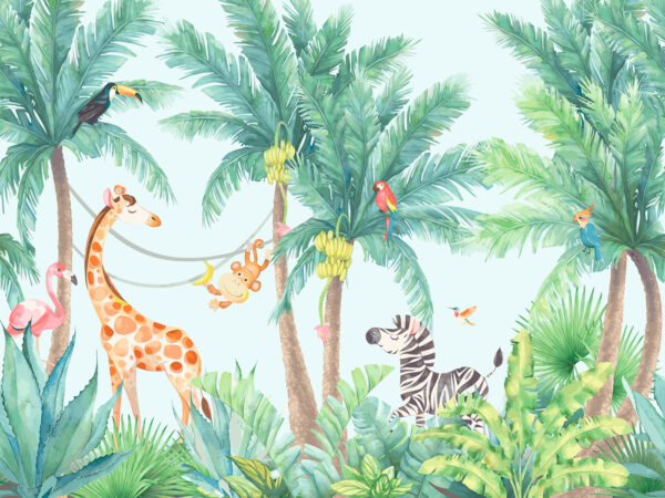 Giraffe en zebra in een jungle Giraffe en zebra in een jungle