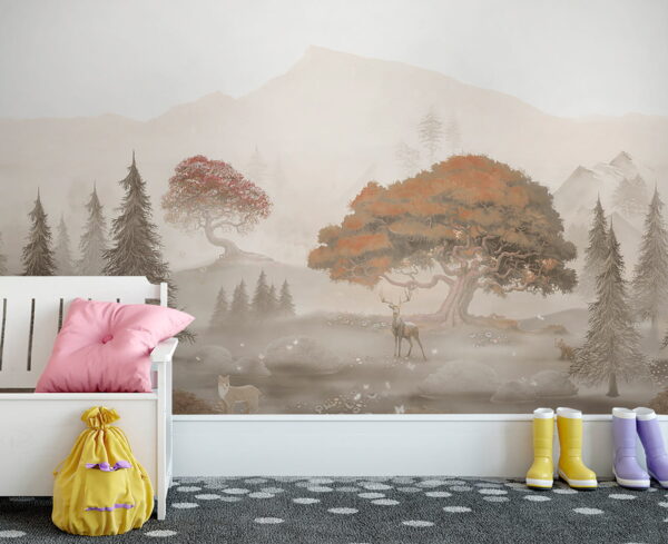 Schilderij van een bos met bomen en bergen u62117pir1m 600x489 - Schilderij van een bos met bomen en bergen - tegory