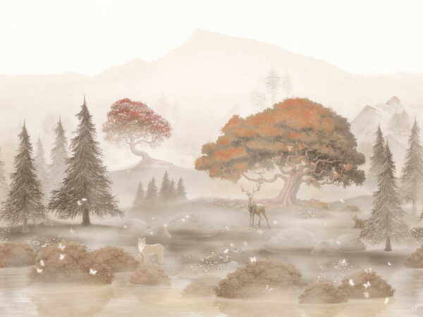 Schilderij van een bos met bomen en bergen u62117p 600x450 - Schilderij van een bos met bomen en bergen - tegory