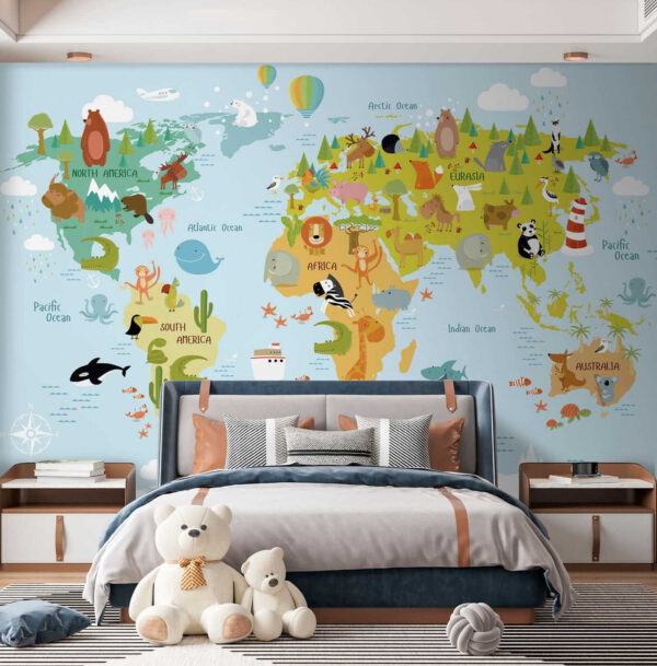 Wereldkaart met dieren Wereldkaart met dieren