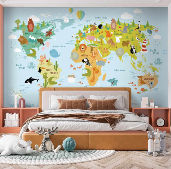 Wereldkaart met dieren Wereldkaart met dieren